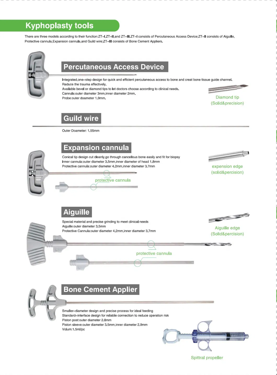 Kyphoplasty Vertebroplasty Orthopedic Surgical Bone Cement Syringe Injector Spinal Bone Biopsy Needle Punch Balloon Inflation Pump Catheter Pkp Pvp Instrument